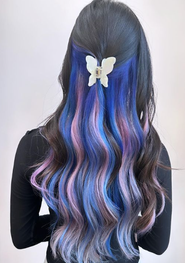 Rainbow Peekaboo Style Blue And Purple Hair Ideas
