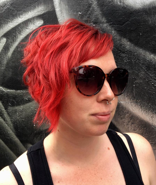 Red Messy Short Hairstyle For Women