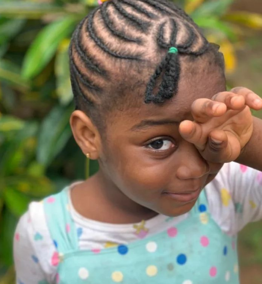 Rubberband Knot Cornrow Hairstyle For Black Kids