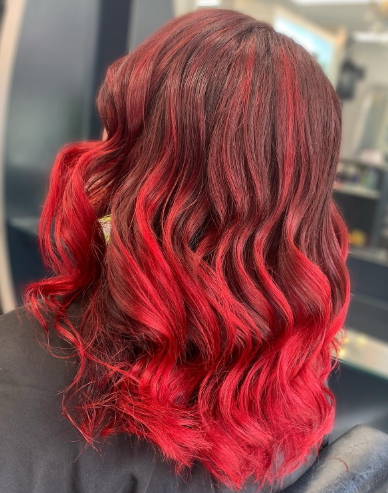 Ruby Red Ombre Hair Colour