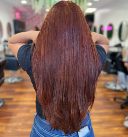 Rusk Blonde Brown Hair With Red Highlights