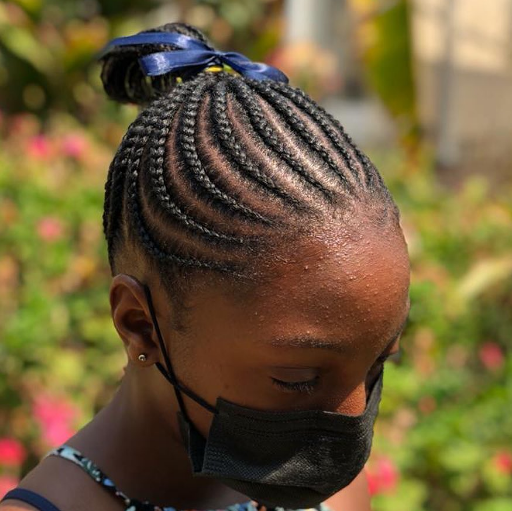 Sectioned Braid Cornrow Hairstyle For Black Kids