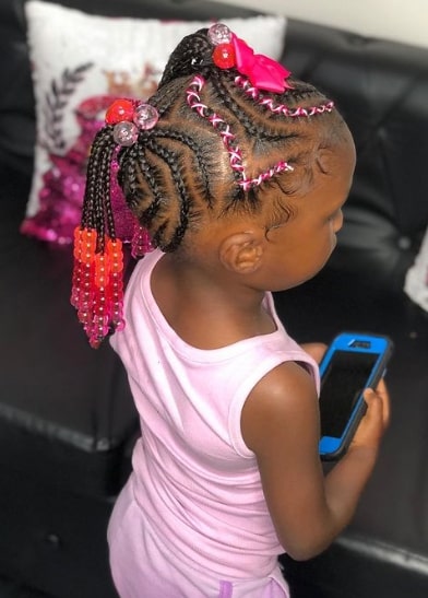 Shapeless Braids And Beads Hairstyle For Kids