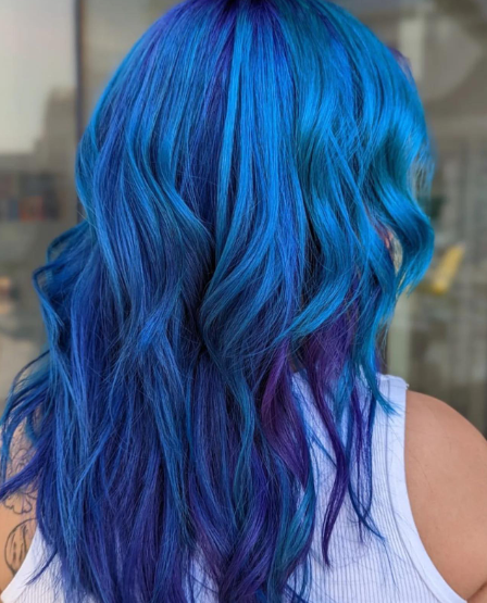 Shoulder Length Hair With Blue And Purple Hair Ideas