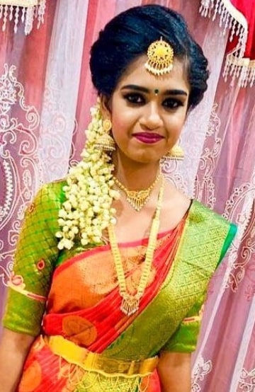 Side Puff Braid Wedding Look Hairstyle for Indian Wedding Function