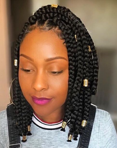 Side partition braids Black Hairstyle
