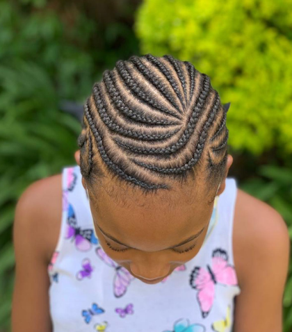 Side-sweep Cornrow Hairstyle For Black Kids