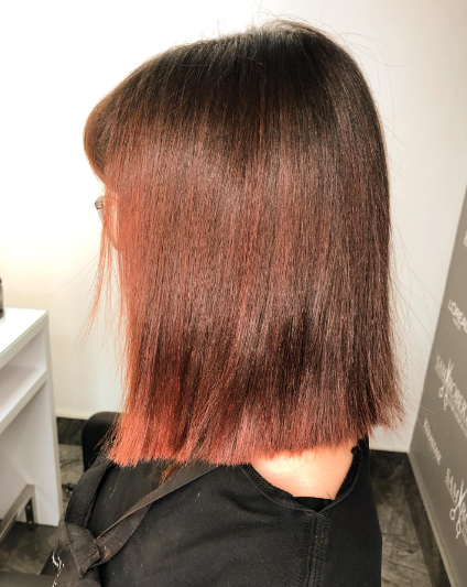 Silky Brown Hair With Red Highlights