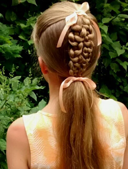 Simple Slide Up Two Braids Hairstyle Ponytails