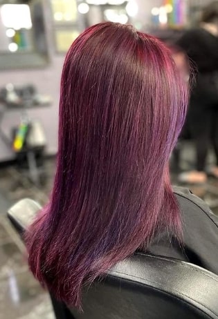 Slayed Smooth Purple Highlights Burgundy Hair Color