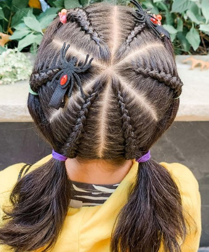 Spider Web Style Cute hairstyle for girls