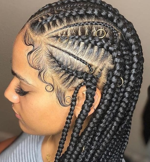 Spiky Braid Hairstyle With Weave