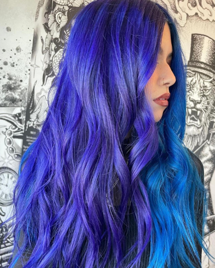 Split hair with Blue And Purple Hair Ideas