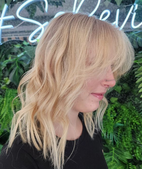 Summer Blonde With Curtain Bangs Double Chin Hairstyle