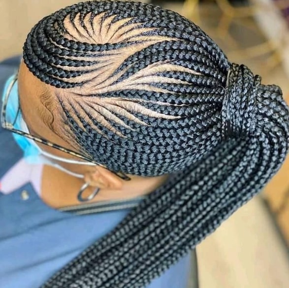 Teal Braided Hairstyle For Black Girls
