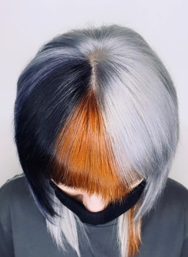 Tri-Color Dyed Bangs Colored Fringe