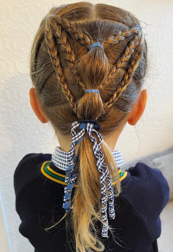 Triangle braid with bubble Cute hairstyle for girls