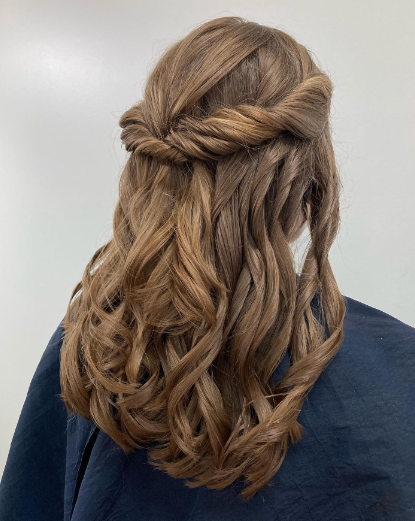 Twist Half-Up Half Down Homecoming Hairstyle For Short Hair