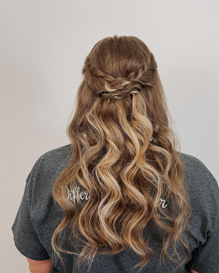 Twisted Braided Half Up Half Down Hairstyle For Curly Hair
