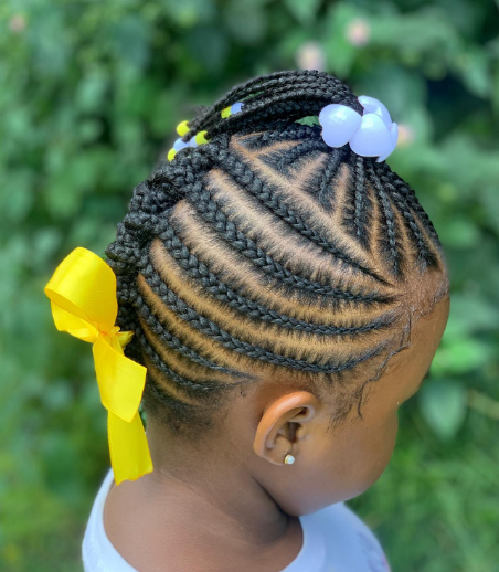 Twisted Ponytail Cornrow Hairstyle For Black Kids