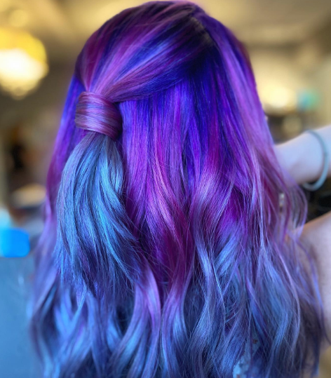 Updo With Blue And Purple Hair Ideas