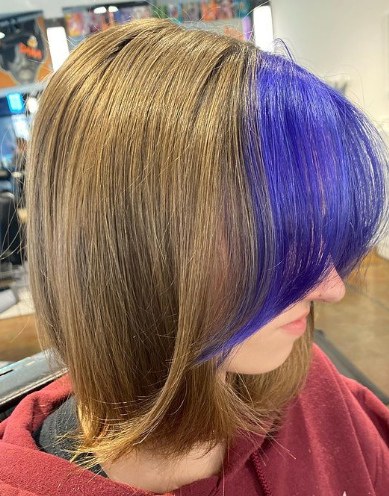 Violet Curtain Dyed Bangs Colored Fringe
