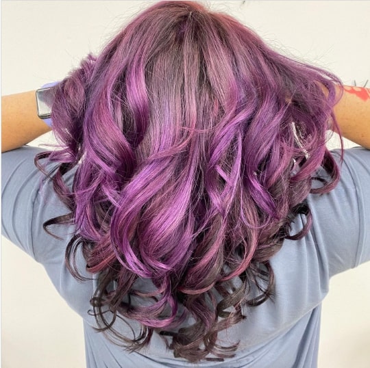 Violet Long Curls With Silver 