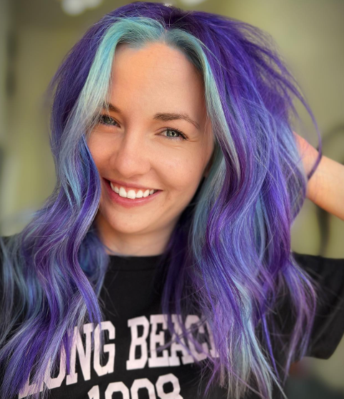 Warm Balayage With Blue And Purple Hair Ideas