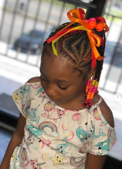 Waves Braids And Beads Hairstyle For Kids