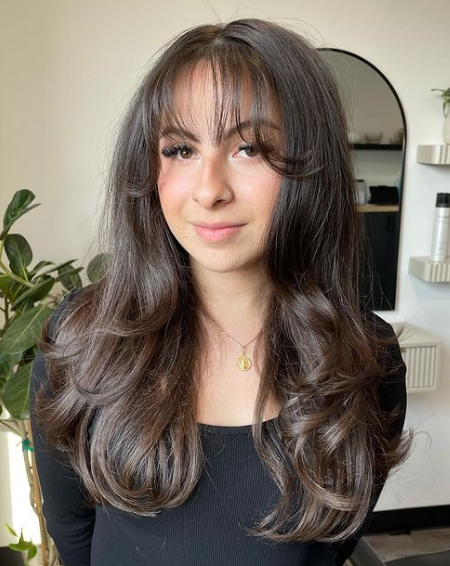 Wavy And Textured Wispy Bangs Hairstyle