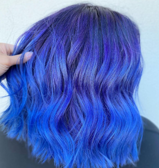 Wavy Short Hair With Blue And Purple Hair Ideas