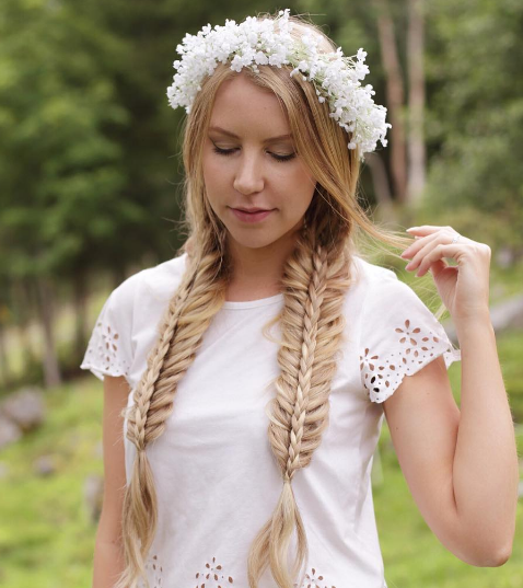 White Crown Two Braids Hairstyle Ponytails