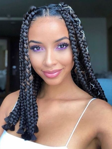 two partition braids Black Hairstyle
