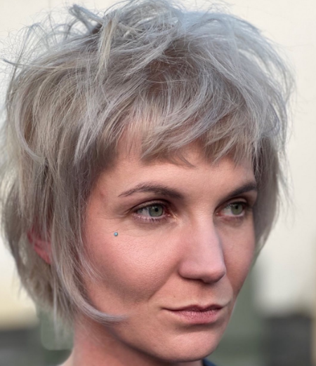 Ash Shaggy Hairstyle For Women Over 50