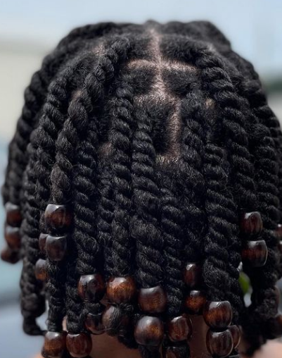 Beads Two Strand Twists Hairstyle