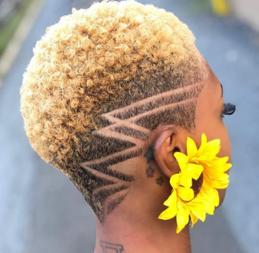 Blonde Shaved Hairstyle For Black Women