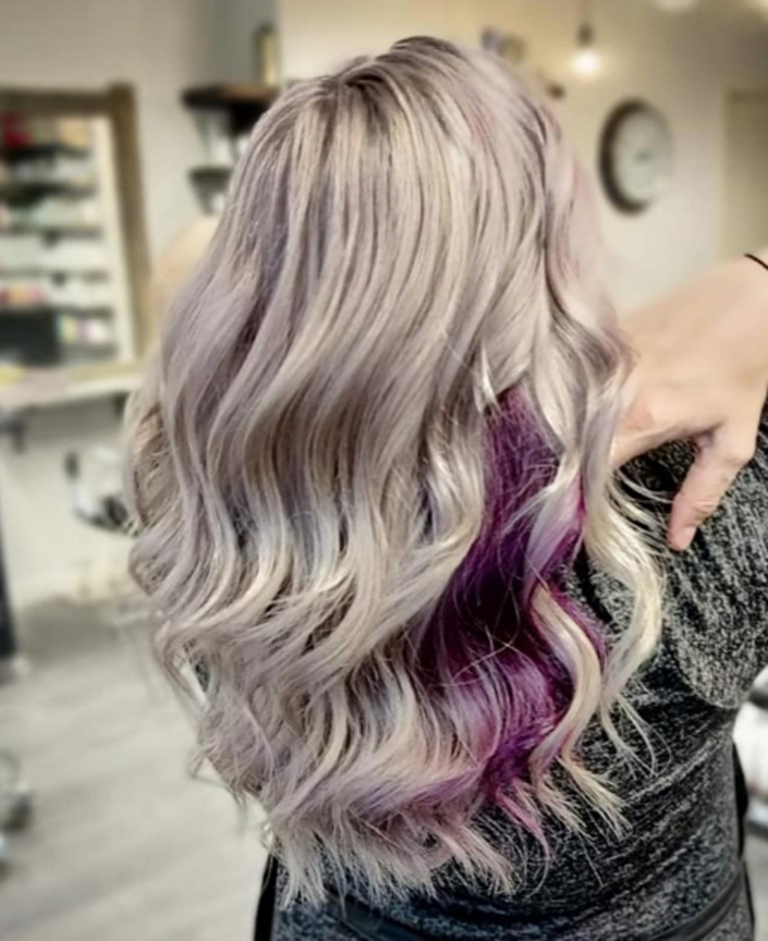 Blonde With Purple Underneath Hair Color Peekaboo