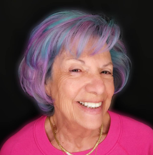 Blue And Purple Shaggy Hairstyle For Women Over 50