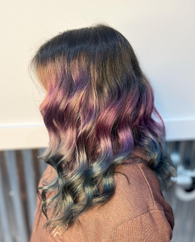 Blue Curls With Purple Ombre Hair Idea
