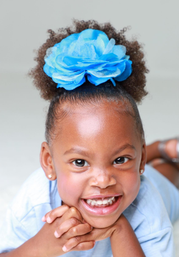 Blue Flowered Black Toddler Hairstyle