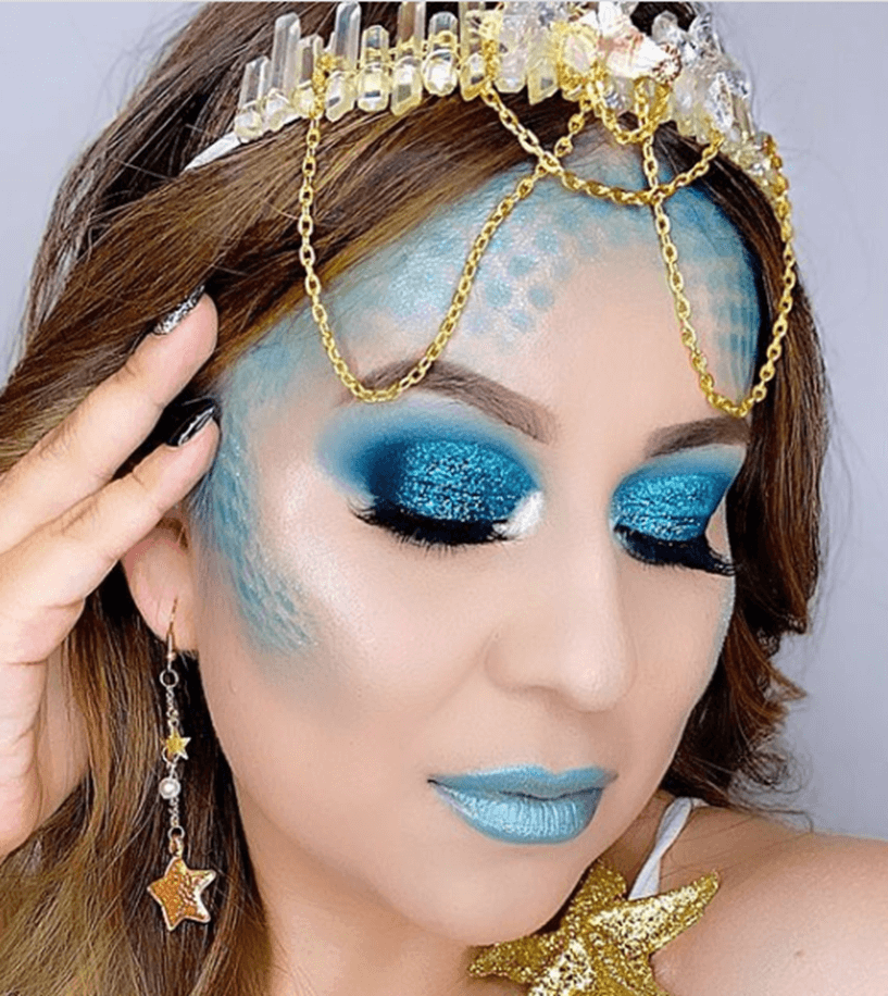 Blue Shimmer mermaid makeup