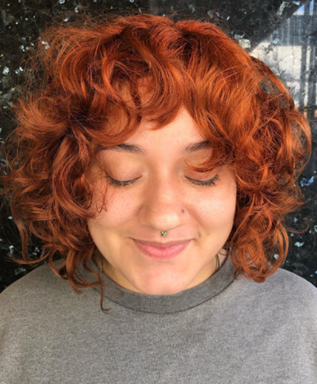 Bob With Copper Haircut For Curly Hair Idea Design
