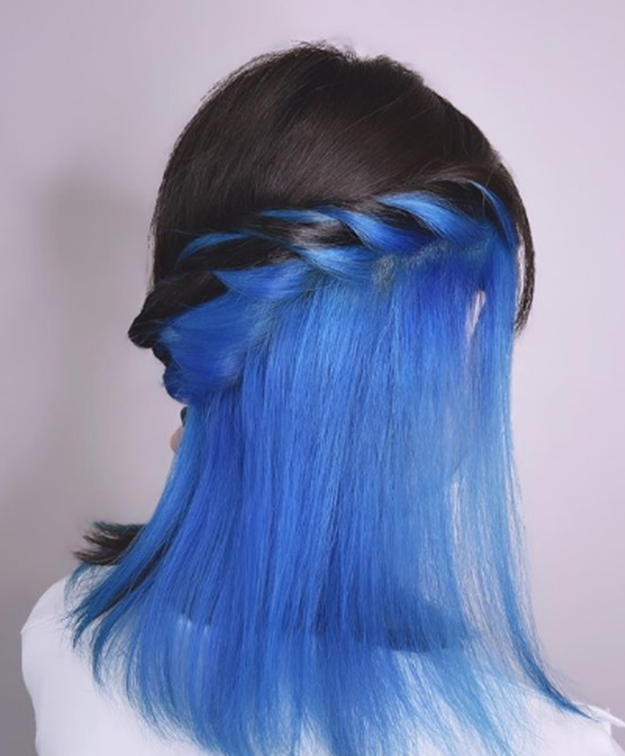 Braids Ocean Blue Underneath Hair Color Peekaboo