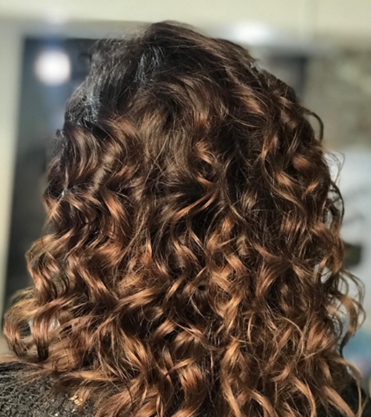 Brown Highlights And Haircut For Curly Hair Idea Design