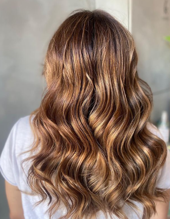 Brunette Blonde Wavy Long Layered Hairstyle