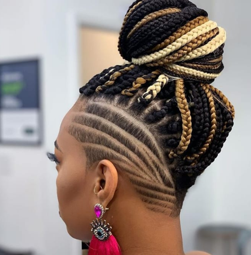 Bun Shaved Hairstyle For Black Women