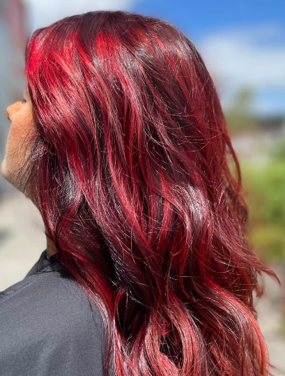 Bursts Of Red Ombre Hair Colors