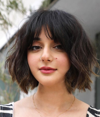 Charcoal Messy Bob Hairstyle