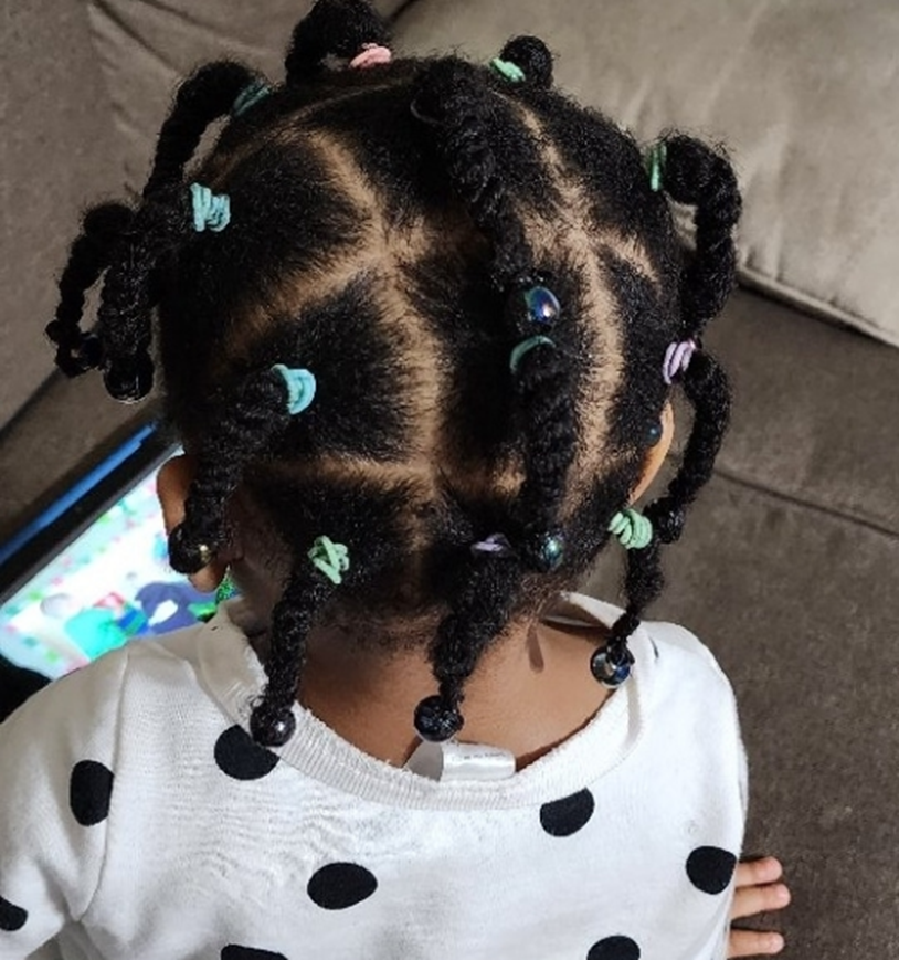 Checked Pony Twisted Black Toddler Hairstyle