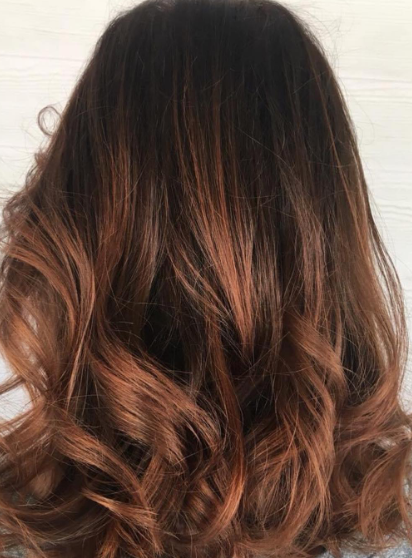 Copper Highlighted Chocolate Brown Hair Color Idea